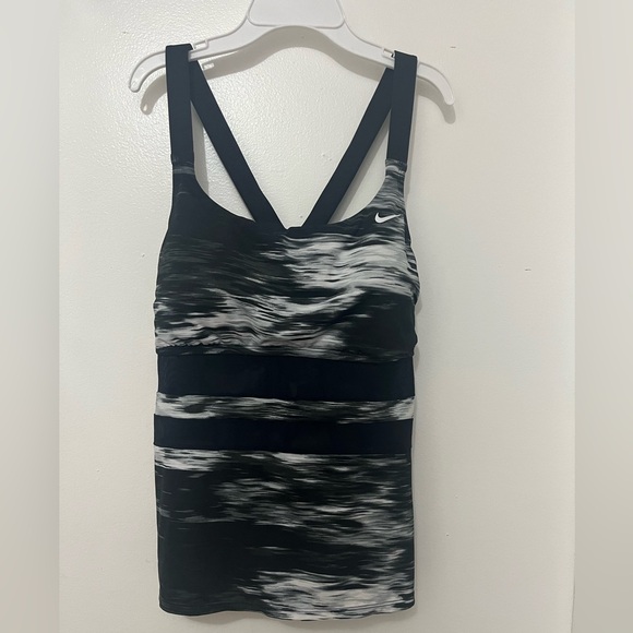 Nike Tops - Nike Black and White Mesh Striped cross backTank Top. Size XL